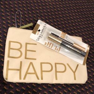 L’oréal voluminous original mascara and Be Happy Makeup Bag